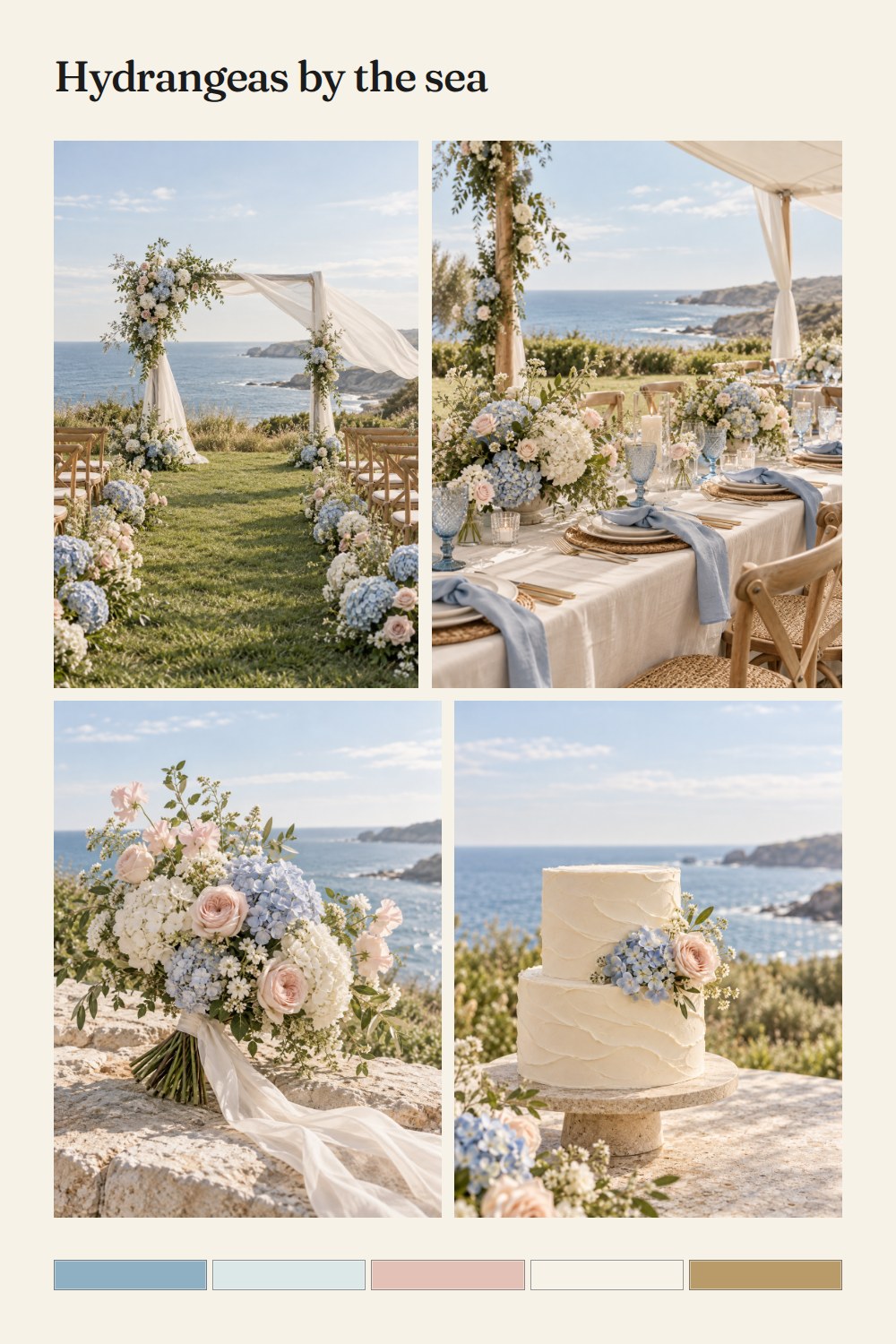 Hydrangeas by the sea grid moodboard